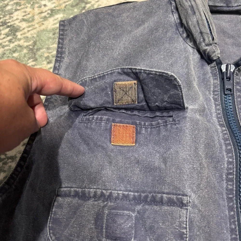 1980s Banana Republic Travel & Safari vest Blue Wash Wear XL